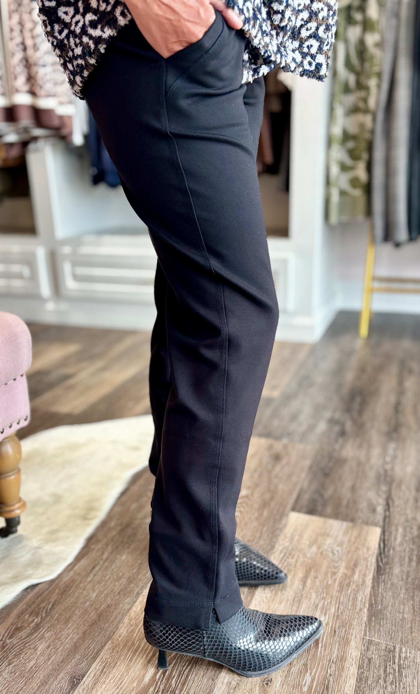 Tribal Signature Every Body Ponte Slim Cigarette Pull-On Pants Black