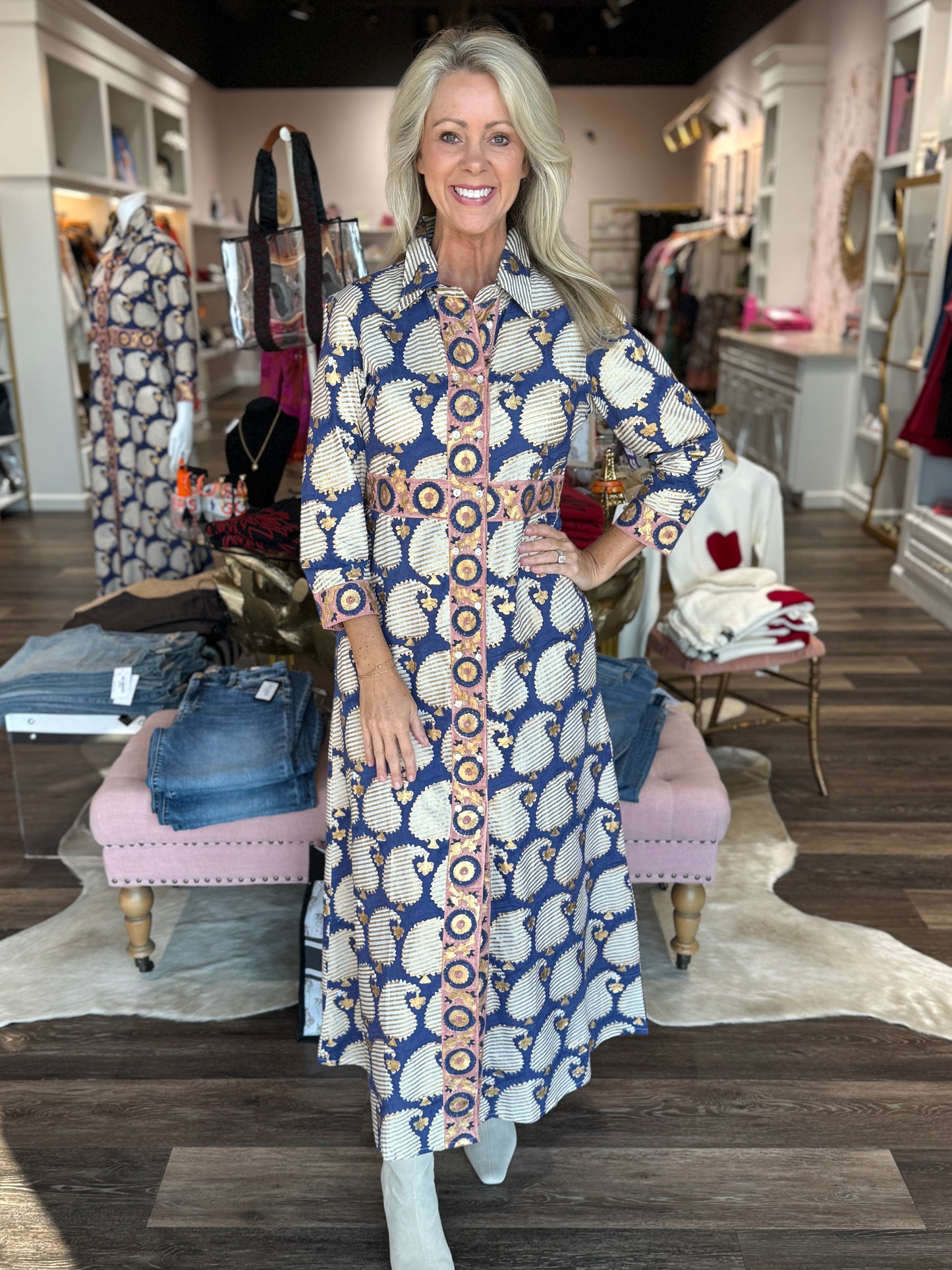 Oliphant Shirt Dress Maxi Agra Navy