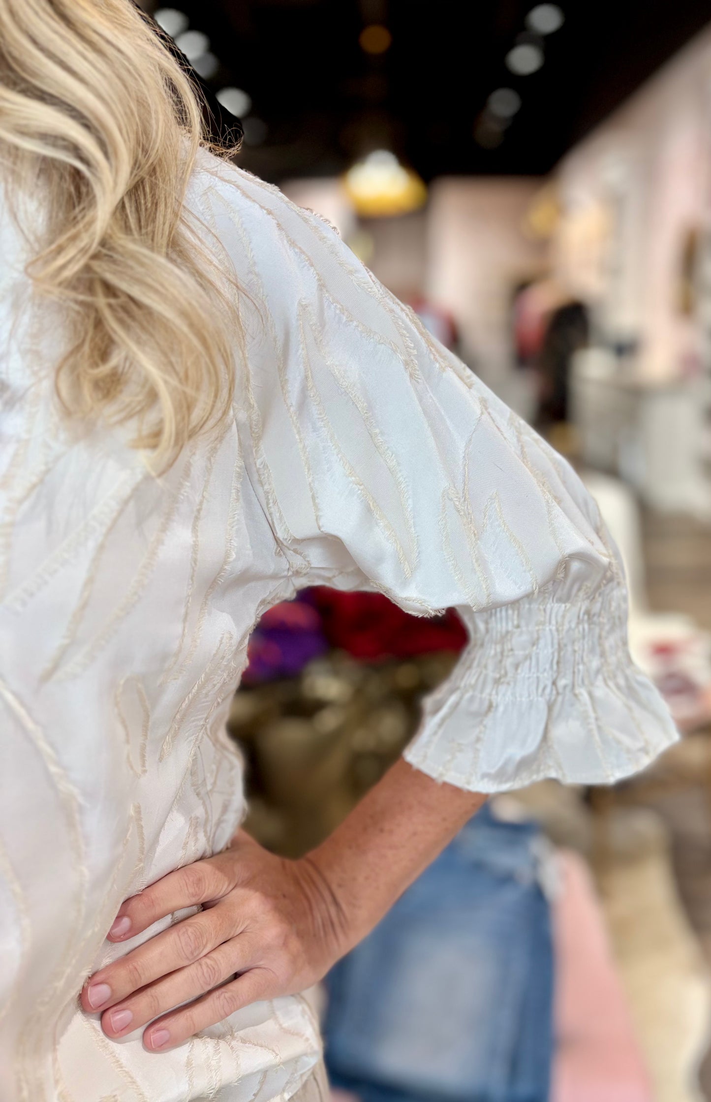 Boho Chic Textured Taupe Blouse