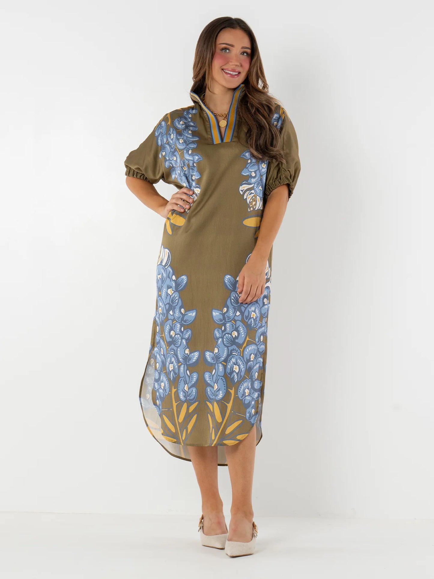 Emily McCarthy Poppy Caftan Bluebonnet