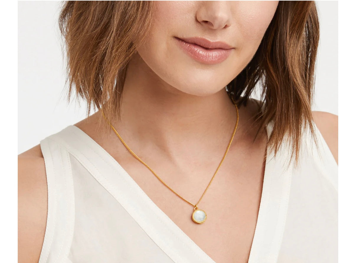 Julie Vos Rainbow Delicate Necklace Iridescent Clear Crystal