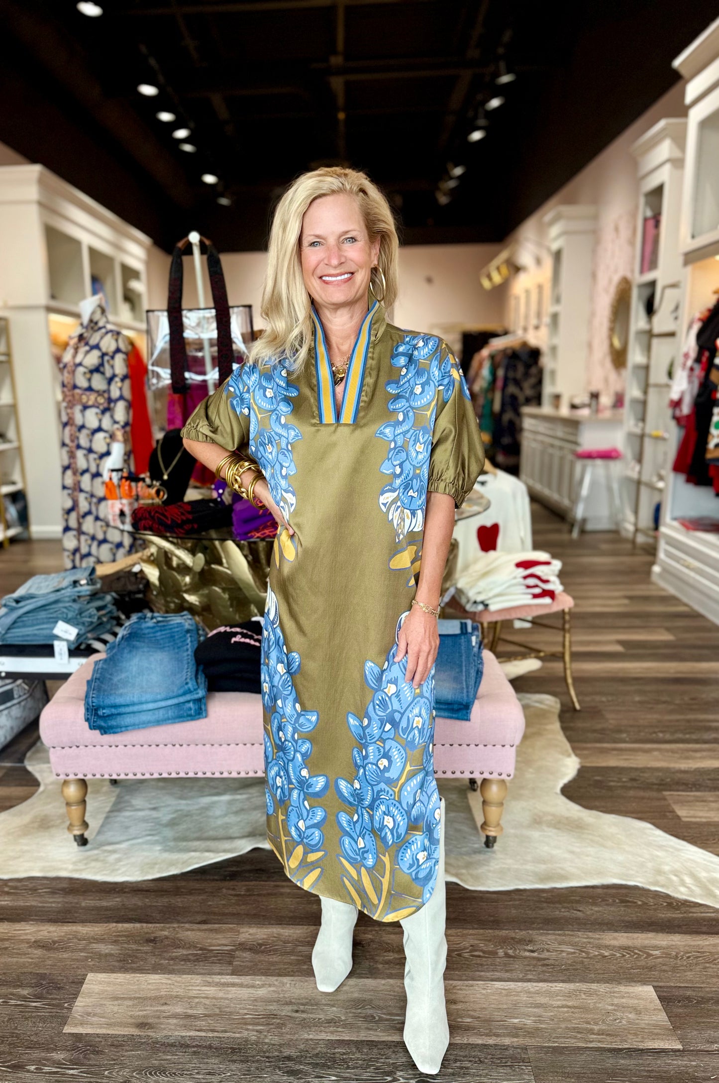 Emily McCarthy Poppy Caftan Bluebonnet
