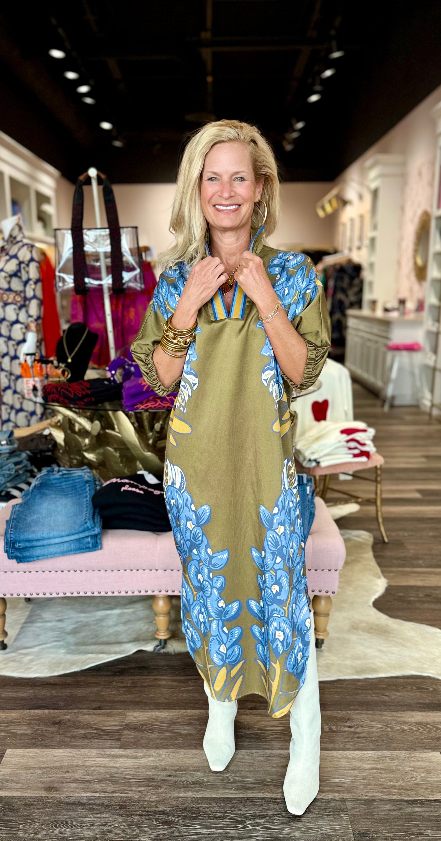 Emily McCarthy Poppy Caftan Bluebonnet
