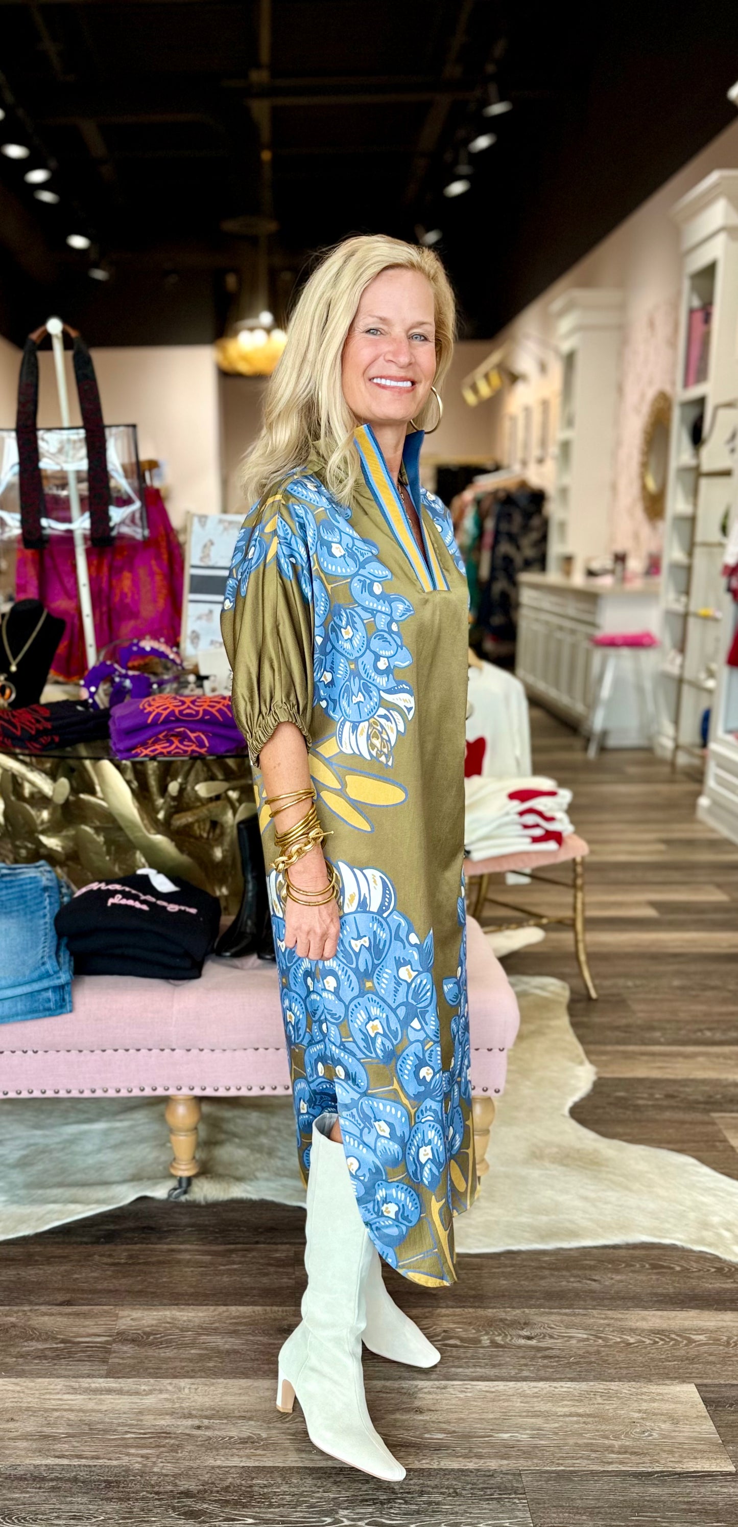 Emily McCarthy Poppy Caftan Bluebonnet