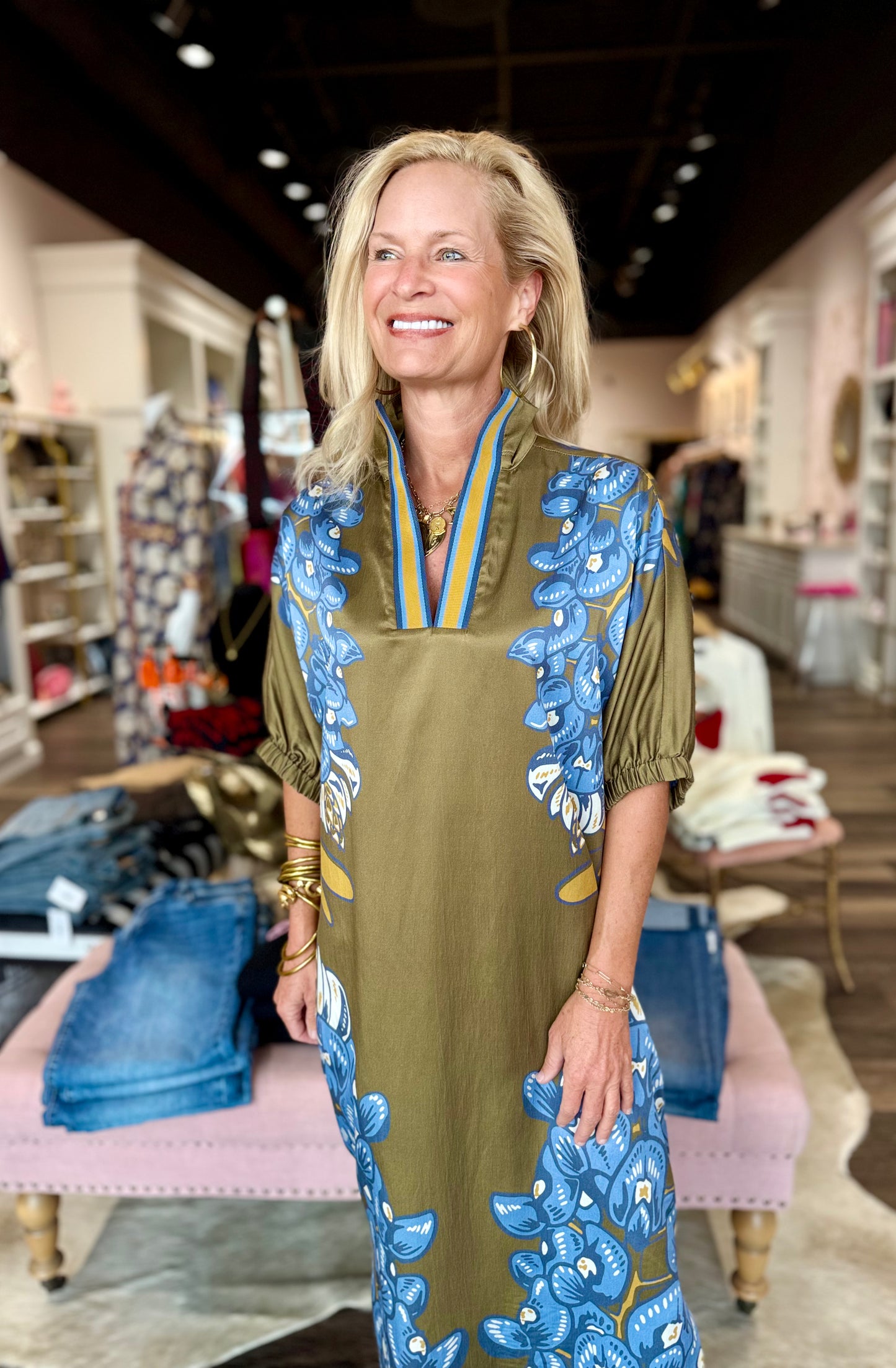 Emily McCarthy Poppy Caftan Bluebonnet