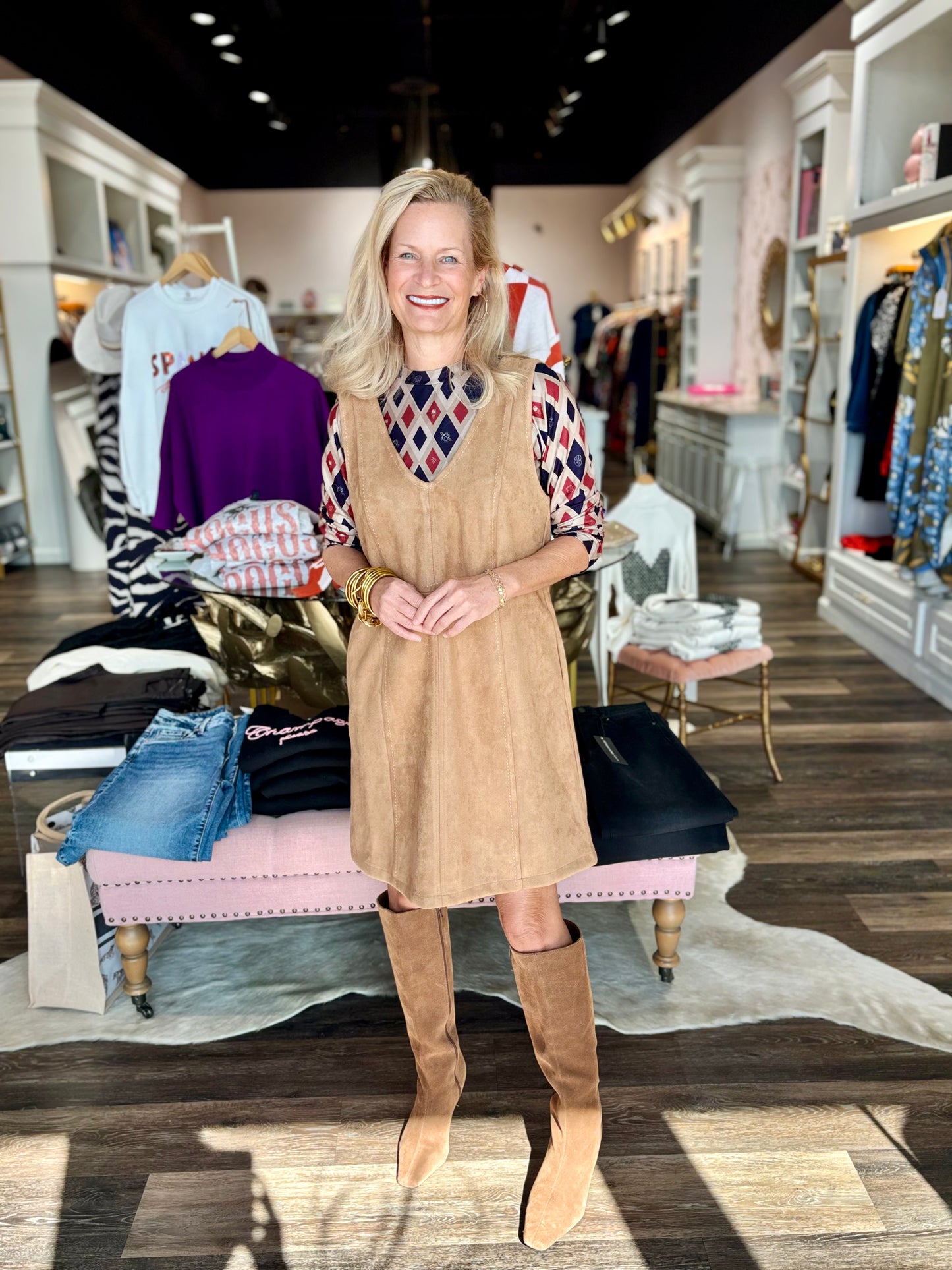 Suede Shift Dress Latte