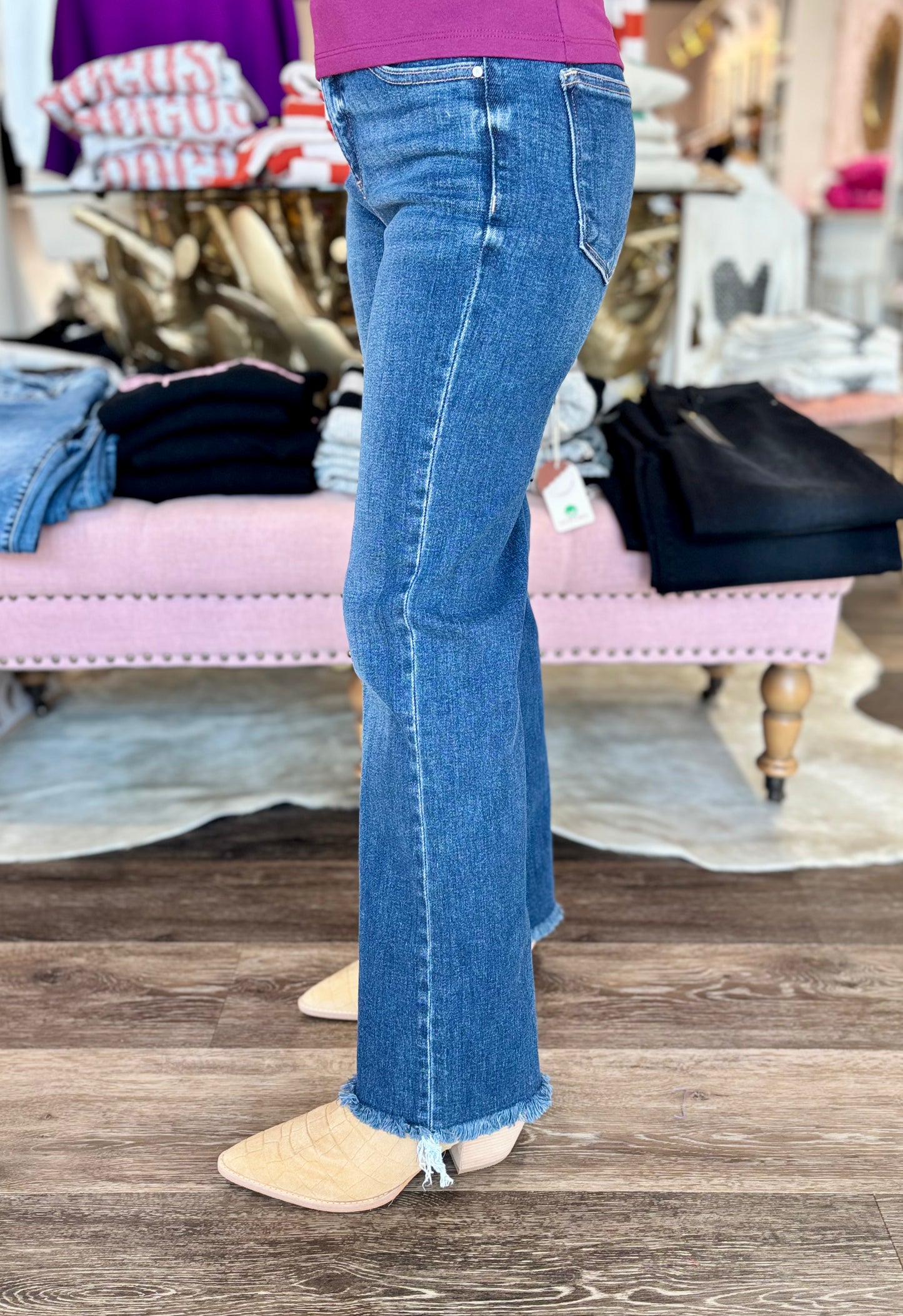 Risen High Rise Crop Straight Raw Cut Hem