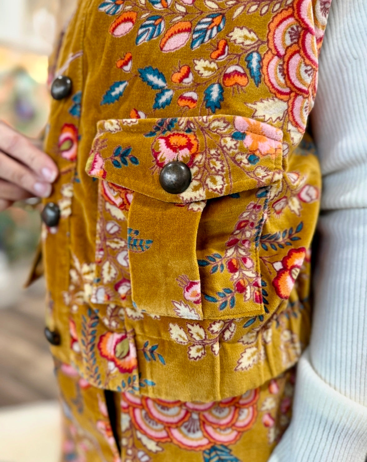 Ivy Jane Velveteen Vest Gold