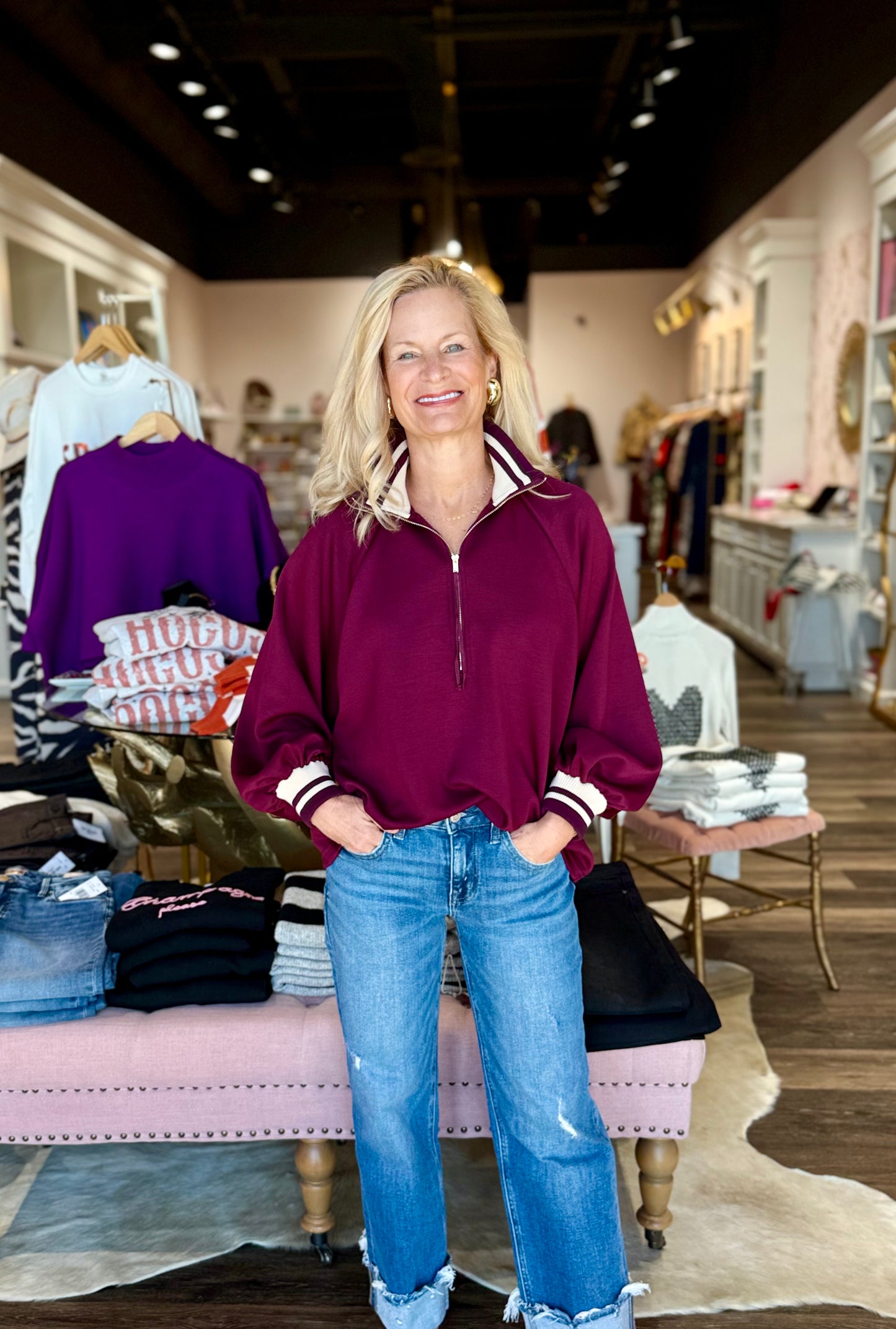 Half Zip Burgundy