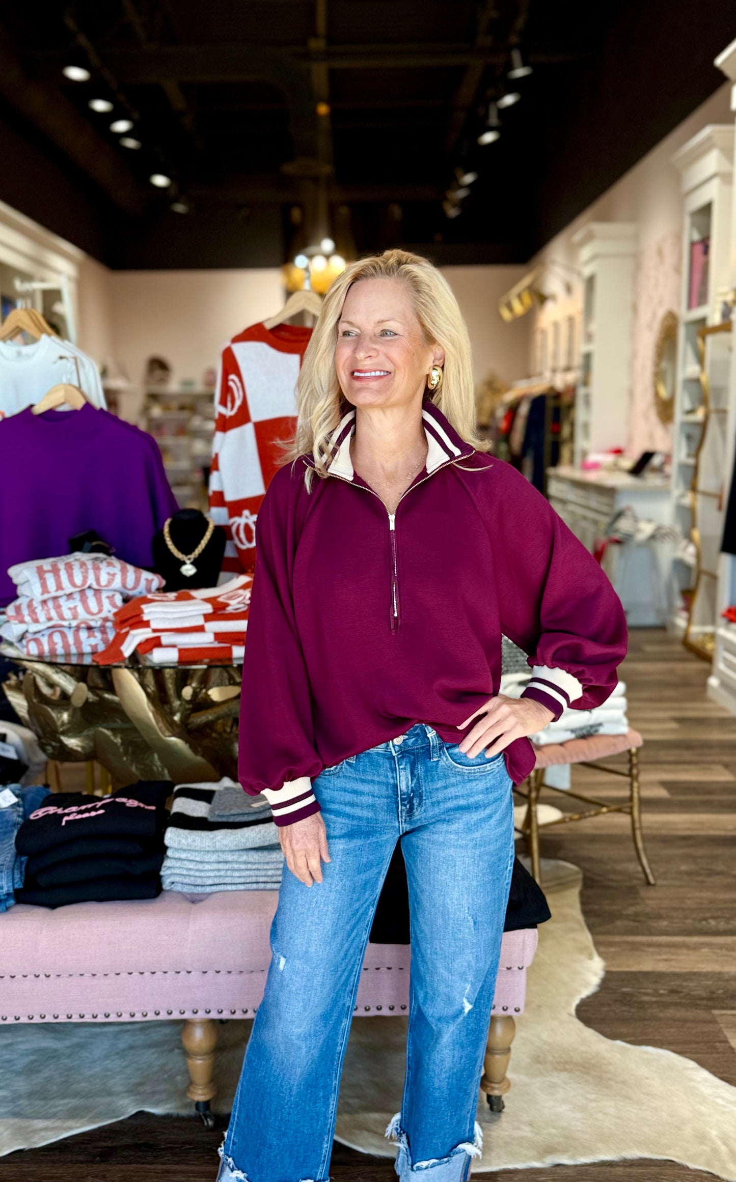 Half Zip Burgundy