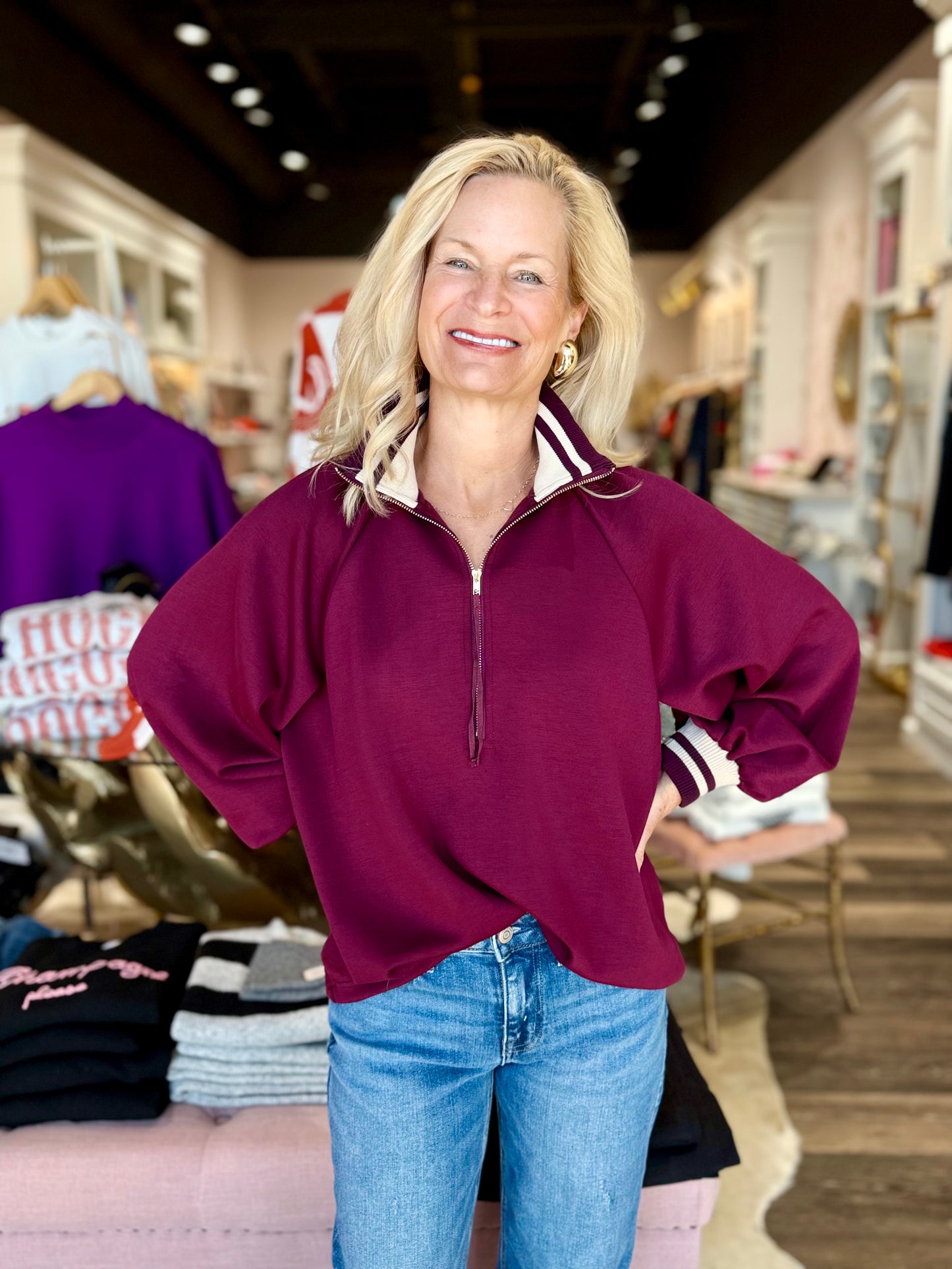 Half Zip Burgundy