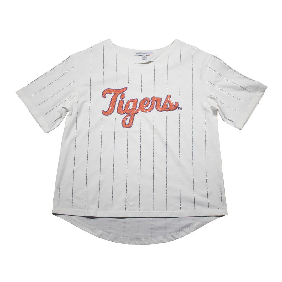 Clemson Tigers Rhinestone Striped Jersey Tee