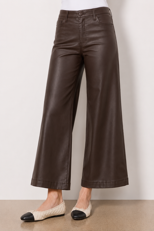 Kut Meg Coated Wide Leg Brown