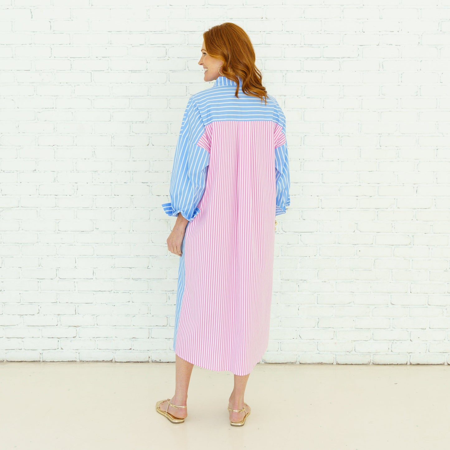 Libby Stripe Dress Wedgewood