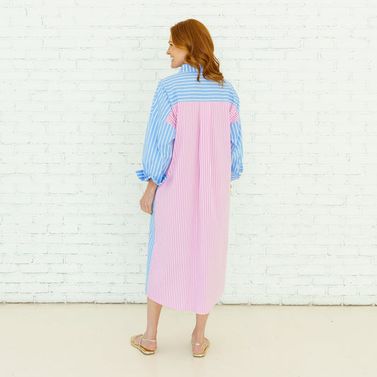 Libby Stripe Dress Wedgewood