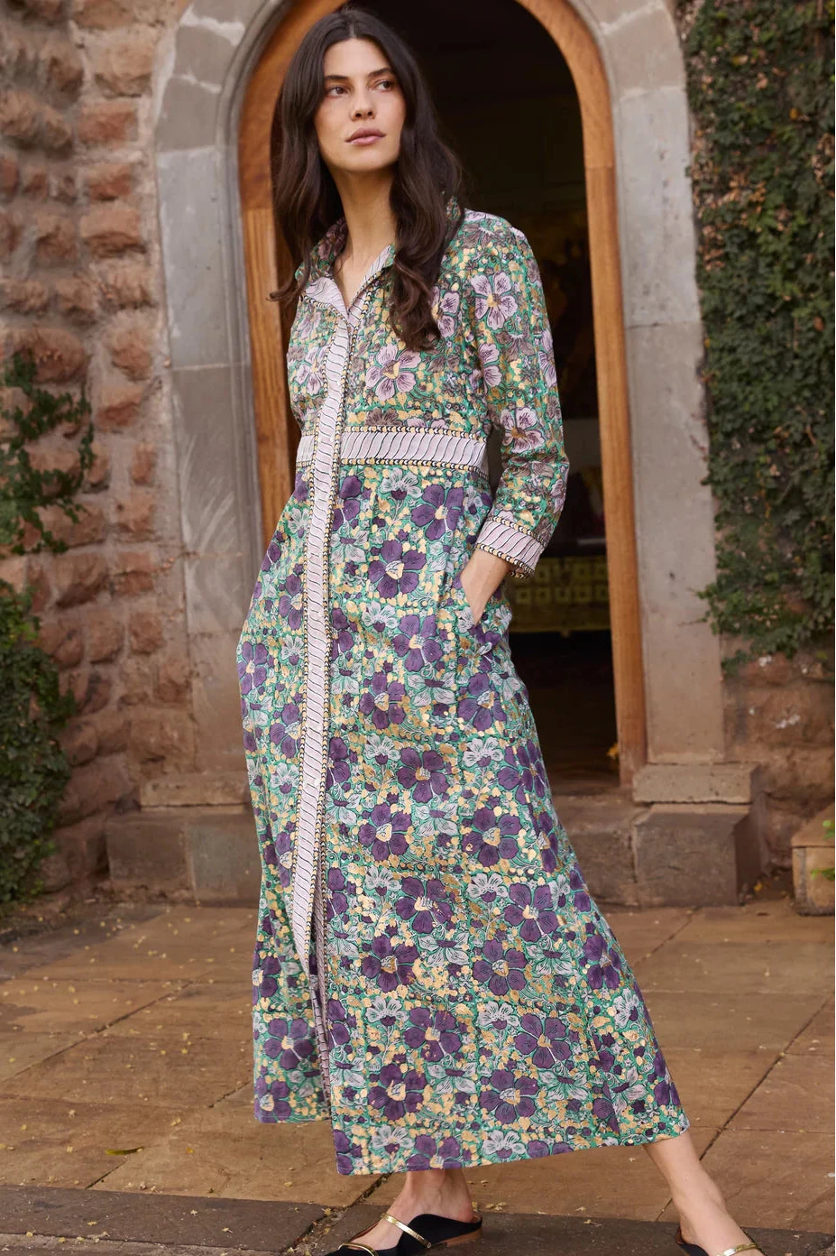 Oliphant Shirt Dress Maxi Matera Green Small Oliphant Shirt Dress Maxi Matera Green Small