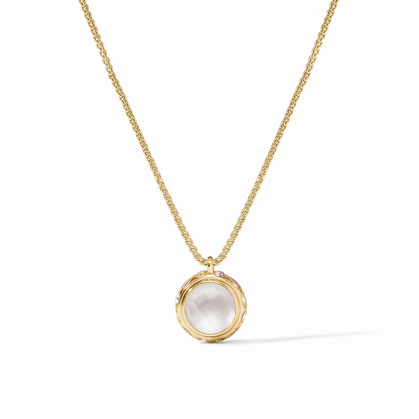 Julie Vos Rainbow Delicate Necklace Iridescent Clear Crystal
