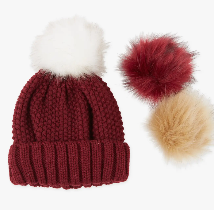 Snap on Pom Pom Beanie