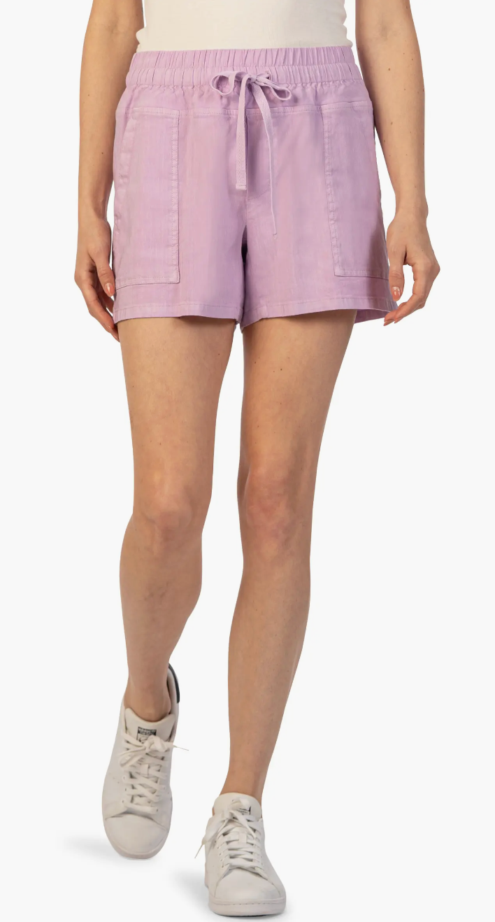 Kut Smocked Elastic Waist Shorts Lavender