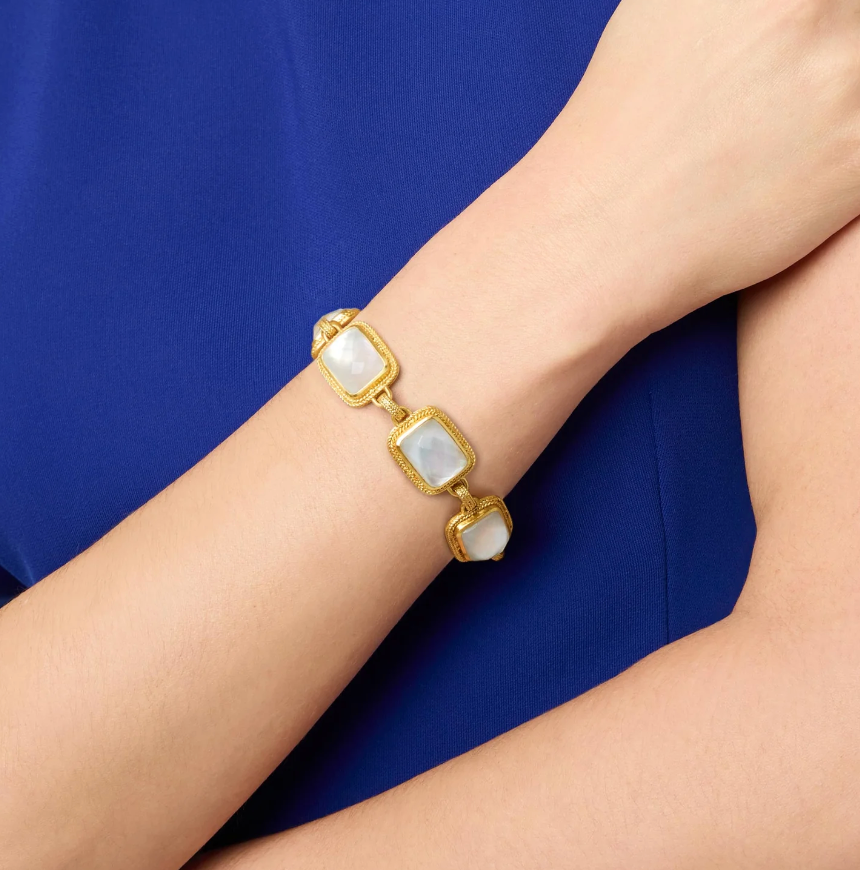 Julie Vos Cheval Stone Bracelet Iridescent Clear Crystal