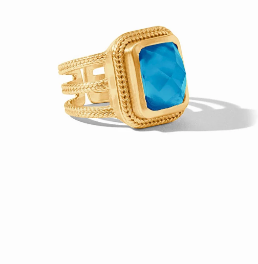 Julie Vos Cheval Statement Ring Iridescent London Blue