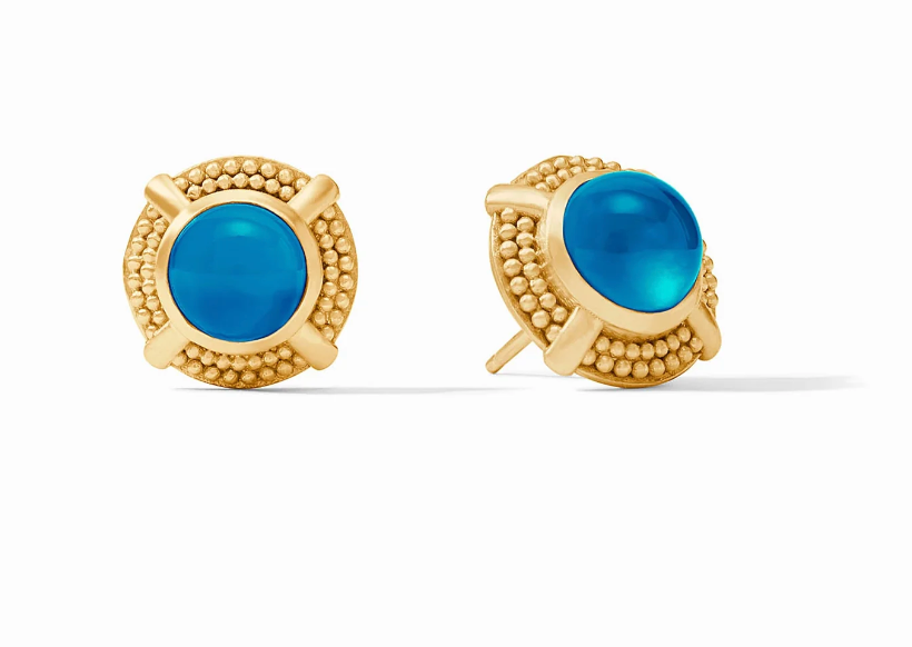 Julie Vos Cabochon Stud Iridescent London Blue