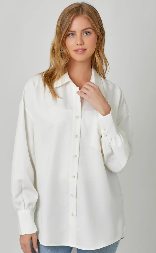 Oversized Button Up Shirt Off White