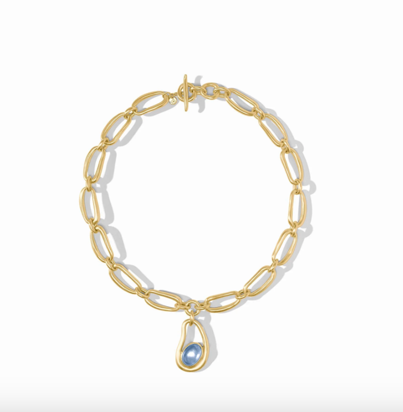 Julie Vos Wave Stone Statement Necklace Iridescent Chalcedony