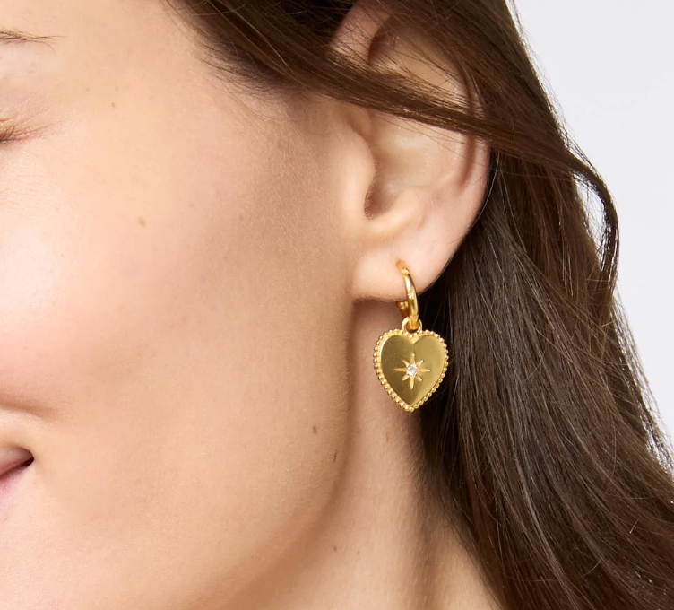 Julie Vos Heart Hoop & Charm Earring Cubic Zirconia