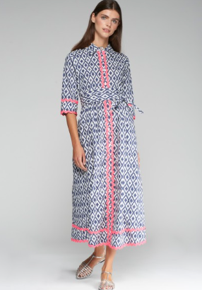 Vilagallo Brenda IKAT SHIRT DRESS NAVY