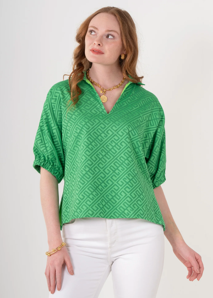 Emily McCarthy Poppy Top Fairway Green Monogram