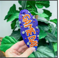 Game Day' Embellished Headbands - Purple & Orange