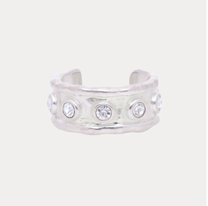 Budhagirl Seven Crystal Ring Silver