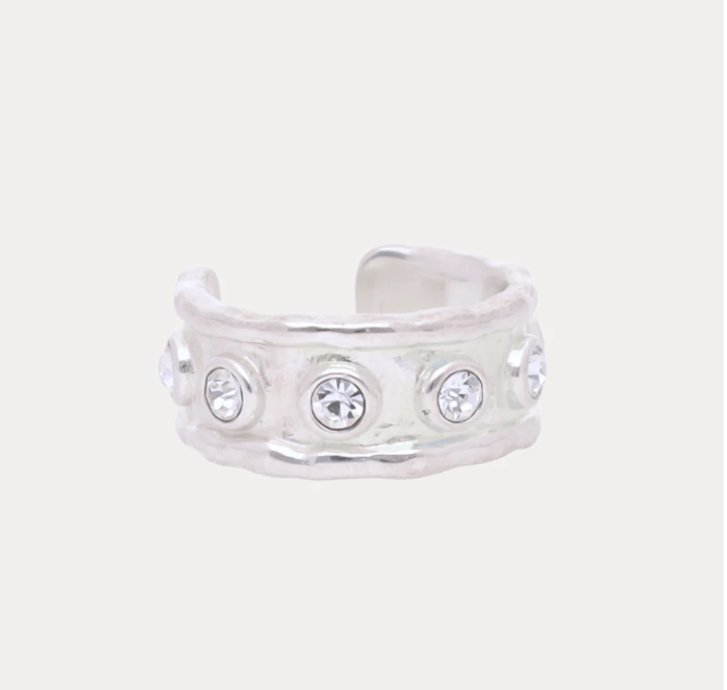 Budhagirl Seven Crystal Ring Silver