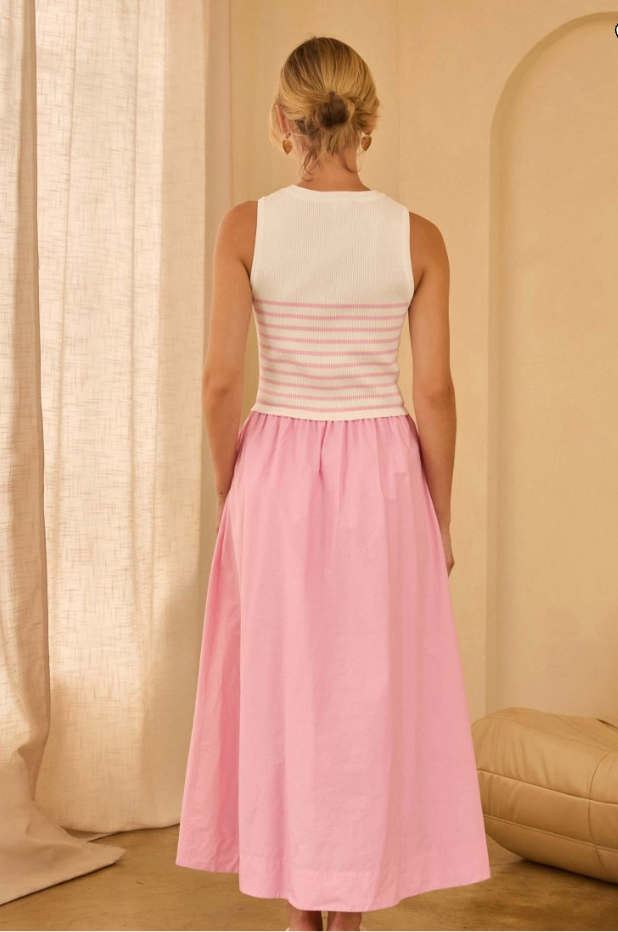 Sleeveless Mixed Media Midi Dress
