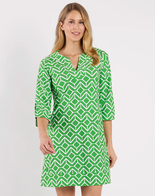 Jude Connally Megan Dress Sail Geo Grass Green