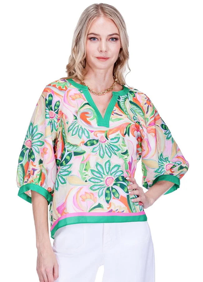 Joy Joy Stitch Trim Top Patchwork Garden