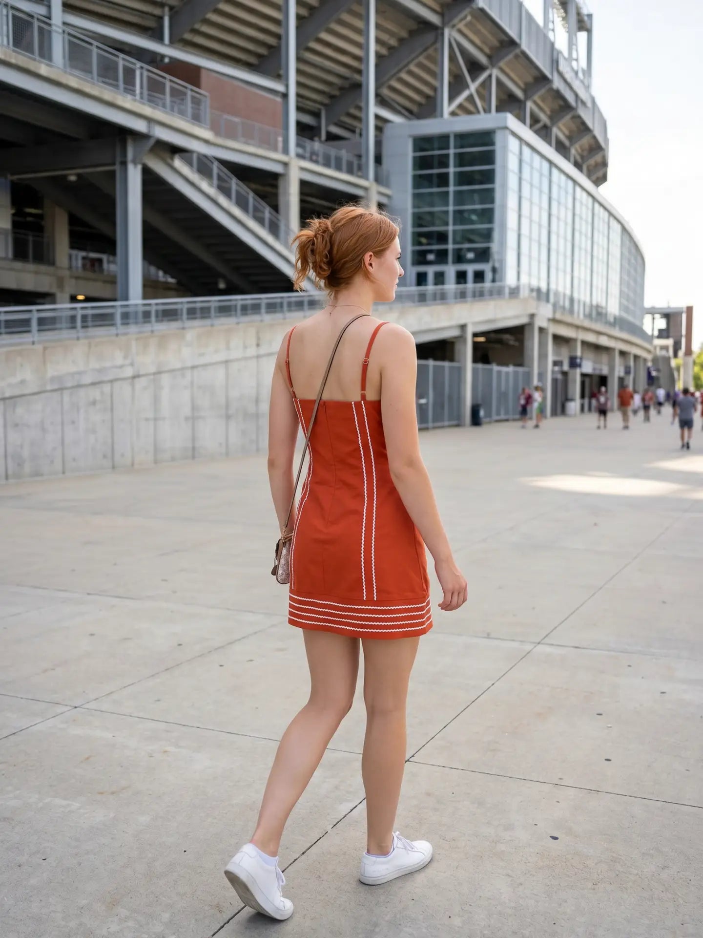 Trim Detail Mini Dress Orange