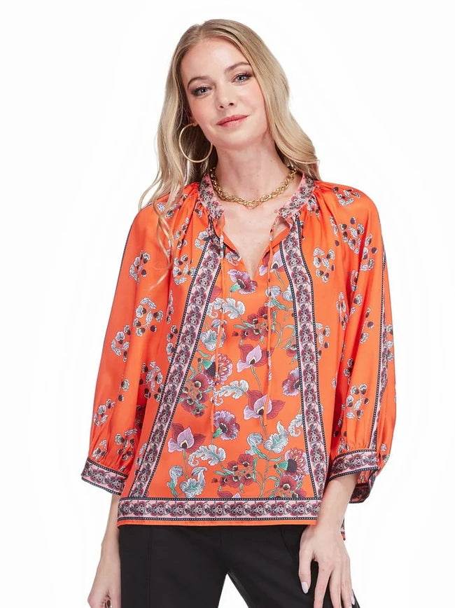 Jade Band Collar Peasant Top Spice Stem