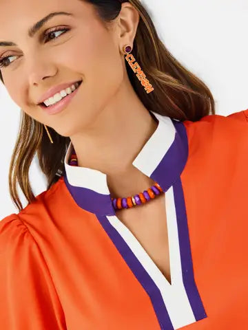 Mary Square Tricia Top Orange and Purple