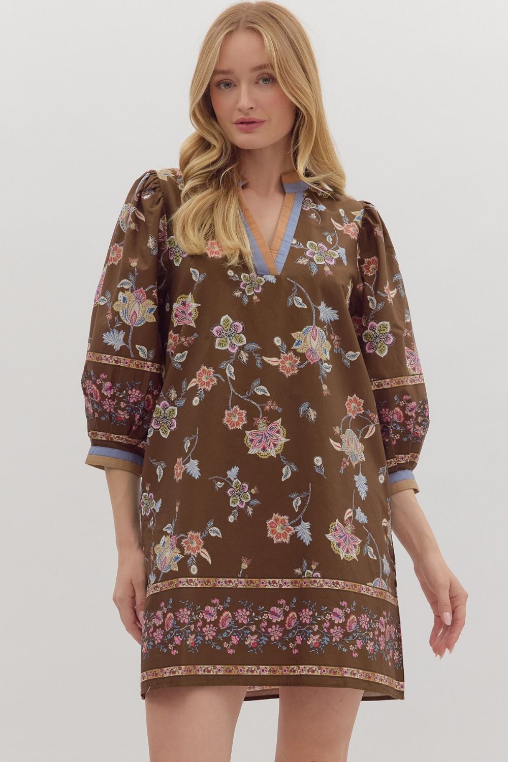Brown Floral Dress