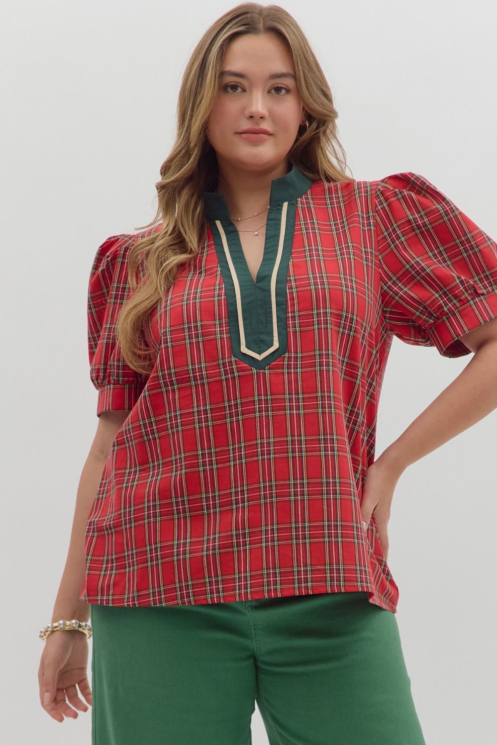 Plaid Top Red