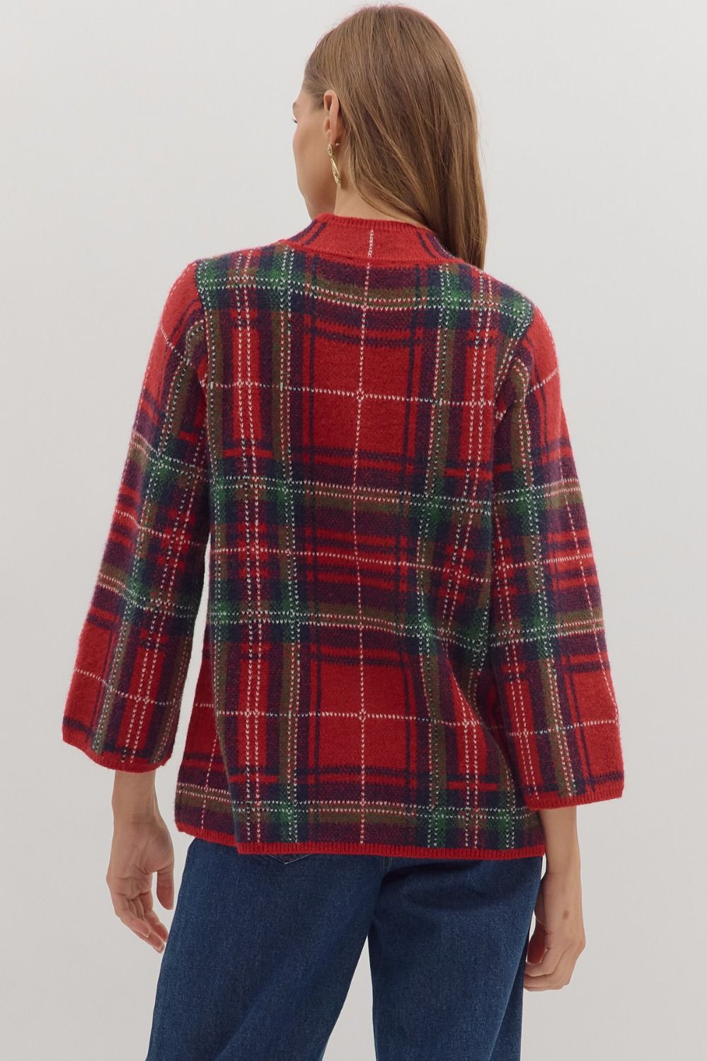 Plaid Sweater Red