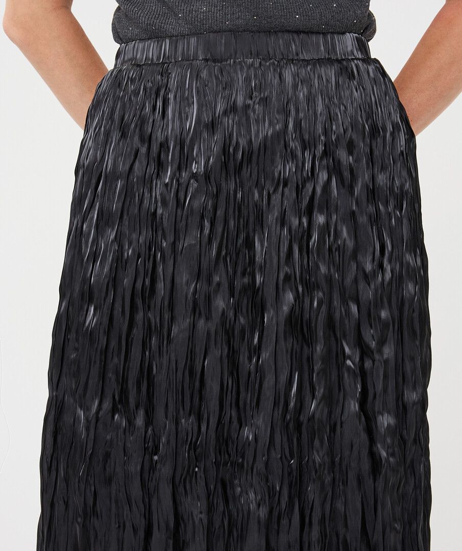 Esqualo Crinkle Midi Skirt Black