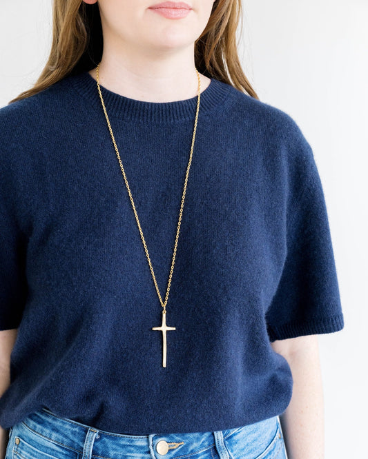 Susan Shaw Long Tall Cross Necklace