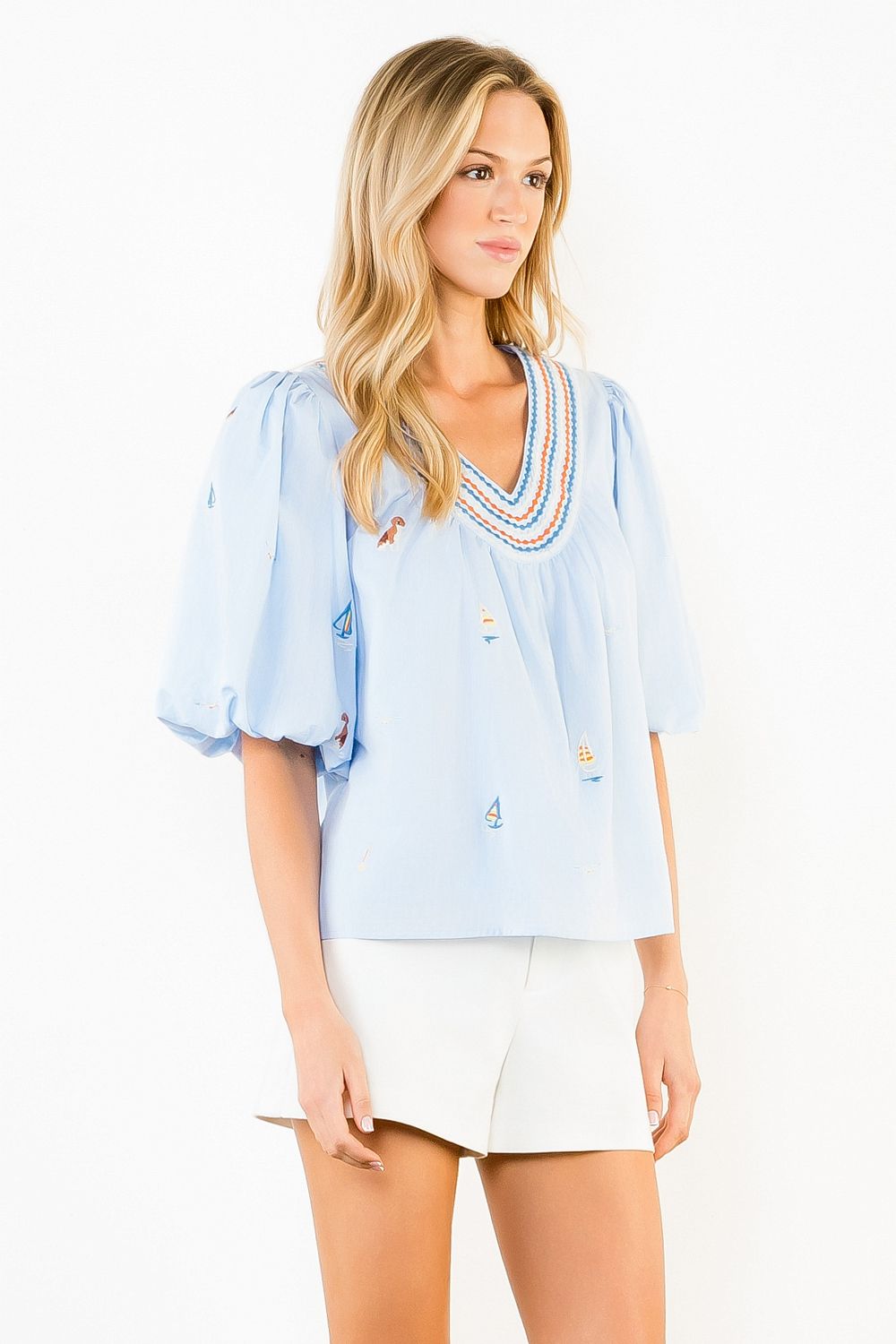 THML Puff Sleeve Sailboat Top