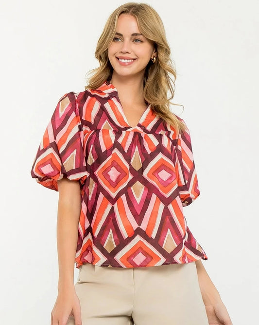 THML Abstract Print Top