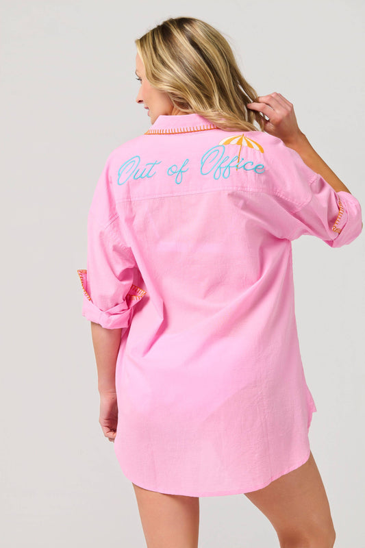 Vacay/ Out Of Office Vacay Cover- Up Shirt