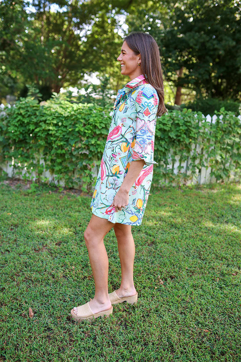 House of MBR Mint Chinois Shirt Dress Short
