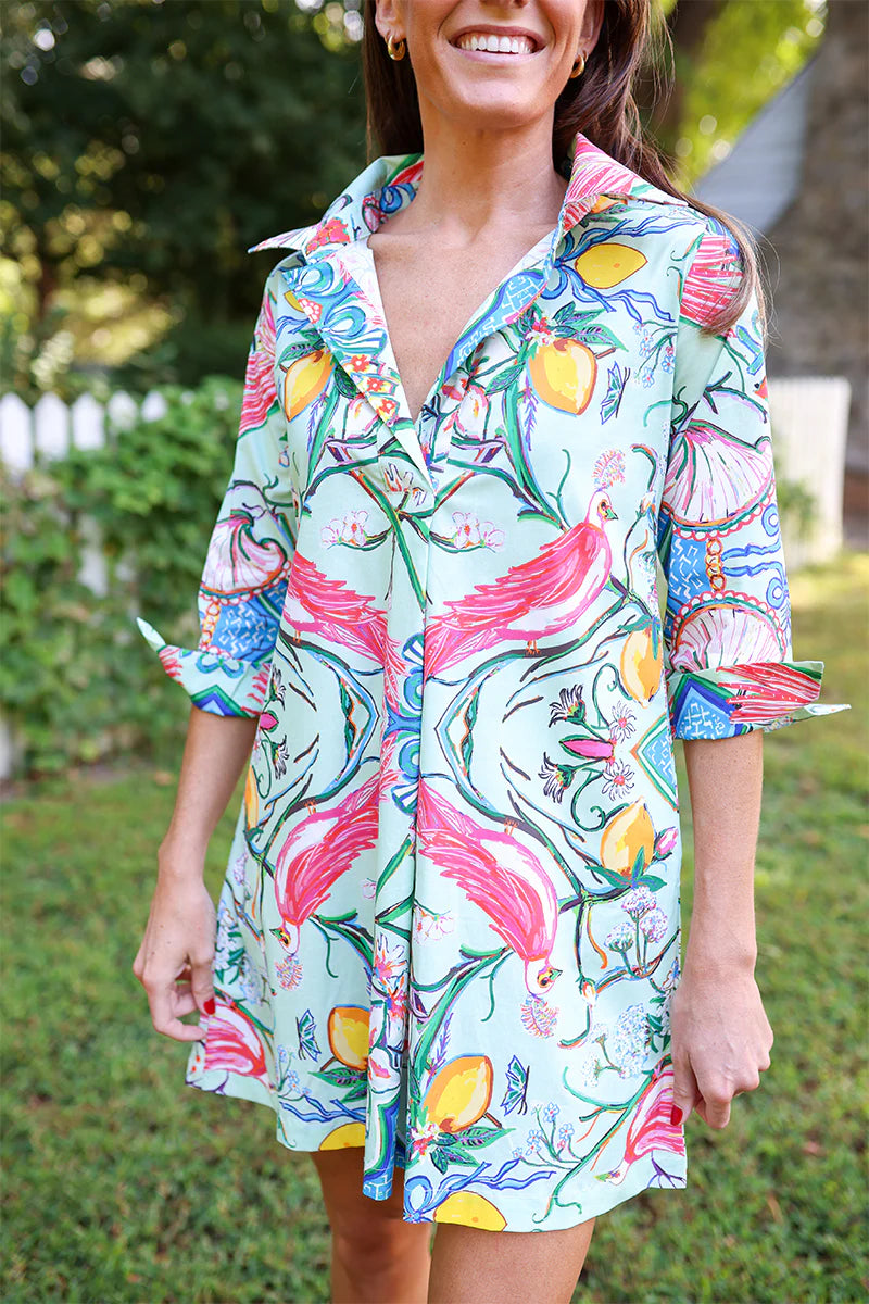 House of MBR Mint Chinois Shirt Dress Short